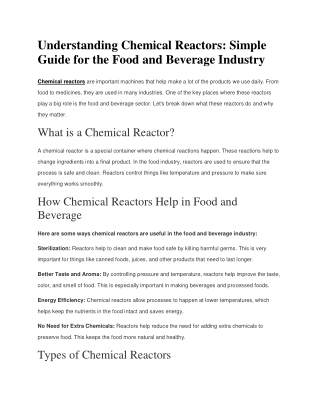 understanding chemical reactors simple guide