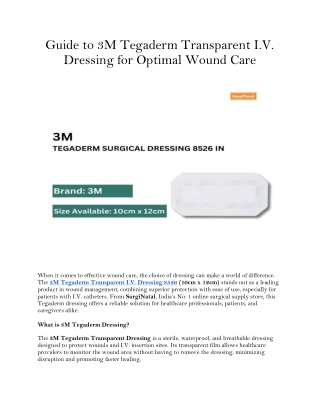 guide to 3m tegaderm transparent i v dressing