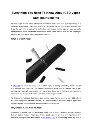 Know About CBD Vapes And Their Benefits