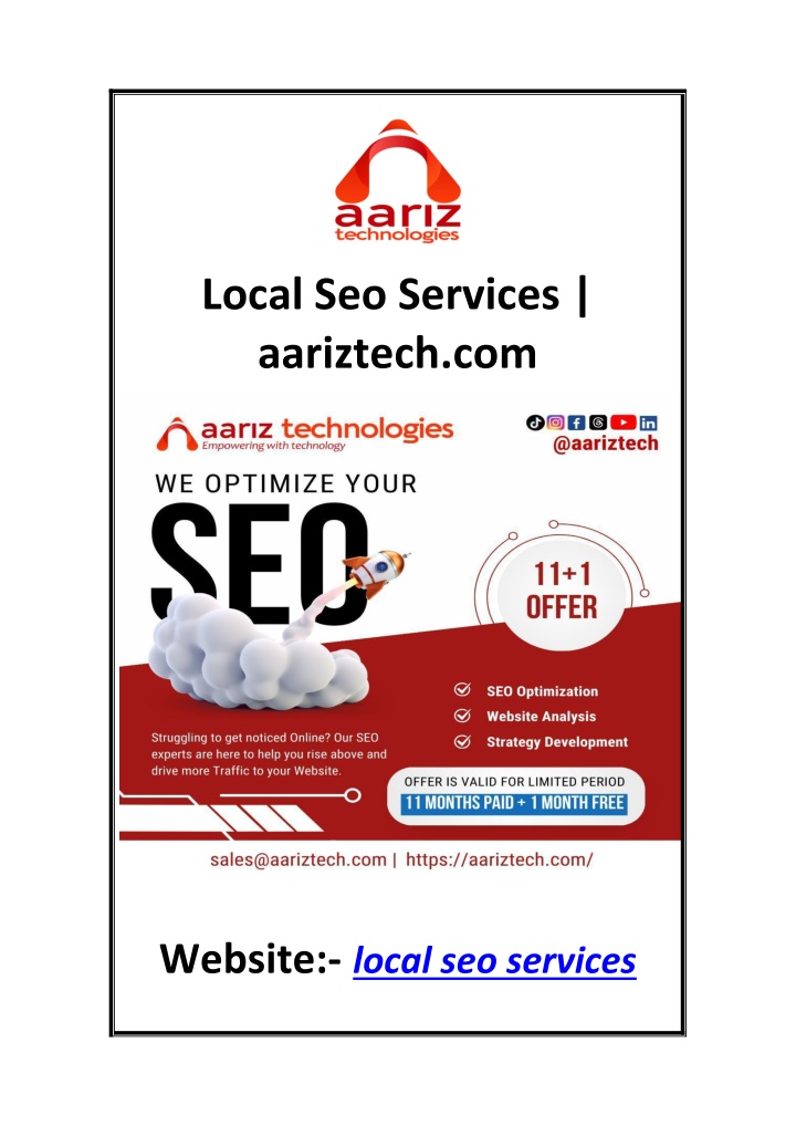 local seo services aariztech com