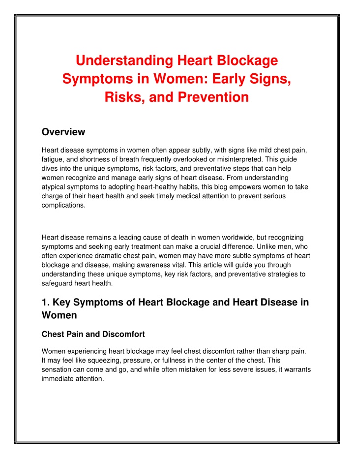 understanding heart blockage symptoms in women