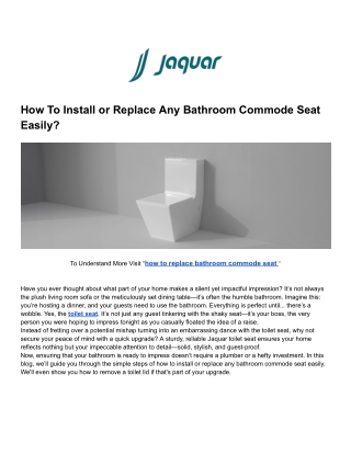 How To Install or Replace Any Bathroom Commode Seat Easily