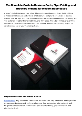 the complete guide to business cards flyer