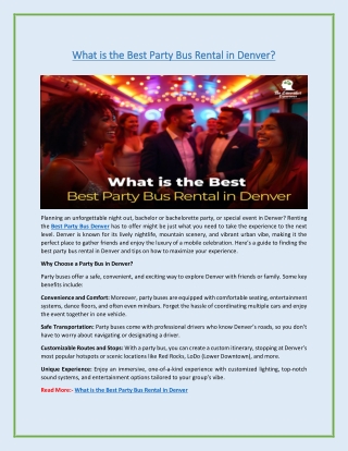 What is the Best Party Bus Rental in Denver