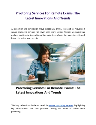 Proctoring Services For Remote Exams: The Latest Innovations And Trends