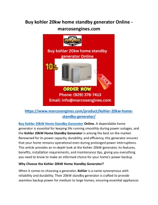 buy kohler 20kw home standby generator online