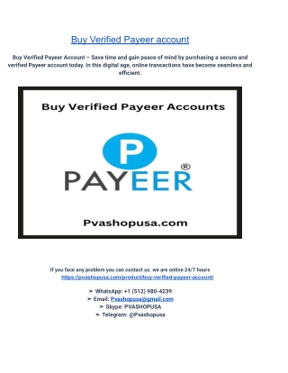 Buy Verified Payeer account