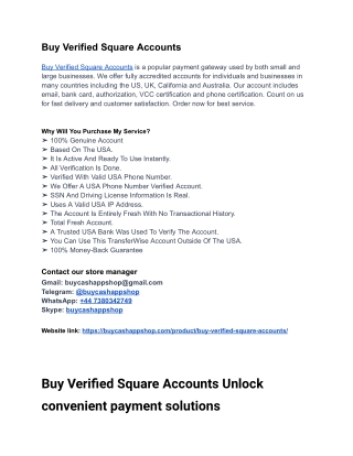Most Trusted Sites to Buy Verified Square Accounts In Year