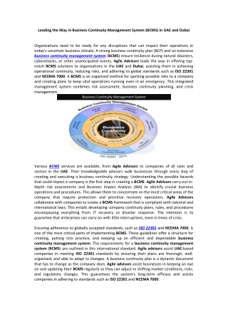 leading the way in business continuity management