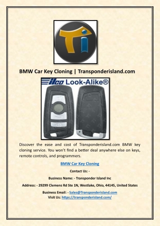 bmw car key cloning transponderisland com