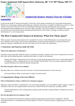 The Best Commercial Cleaners in Kelowna: What Sets Them Apart?