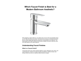 Which Faucet Finish is Best for a Modern Bathroom Aesthetic