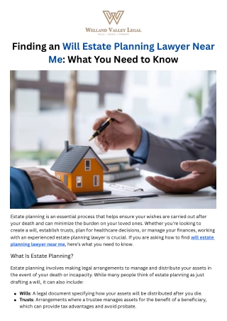 Finding an Will Estate Planning Lawyer Near Me What You Need to Know