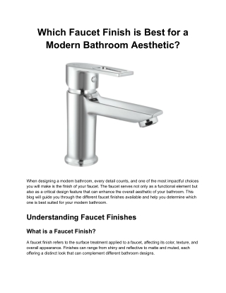 Which Faucet Finish is Best for a Modern Bathroom Aesthetic