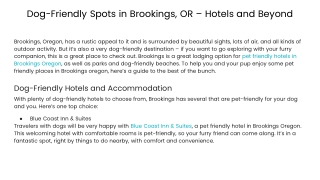 dog friendly spots in brookings or hotels and beyond