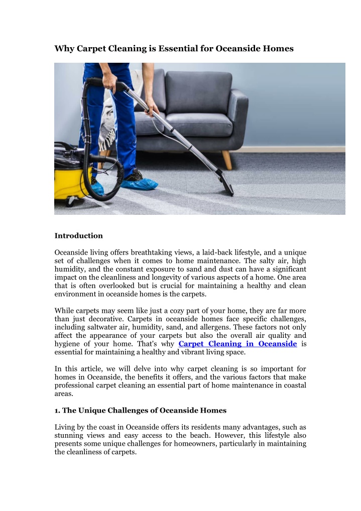 why carpet cleaning is essential for oceanside