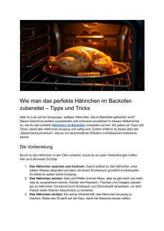 Wie man das perfekte Hähnchen im Backofen zubereitet – Tipps und Tricks