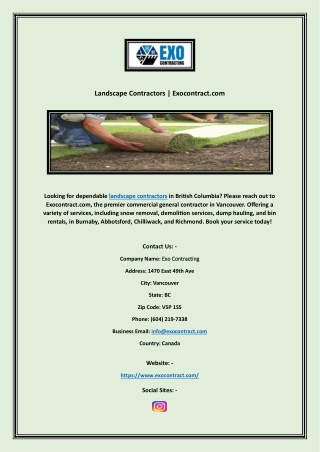Landscape Contractors | Exocontract.com