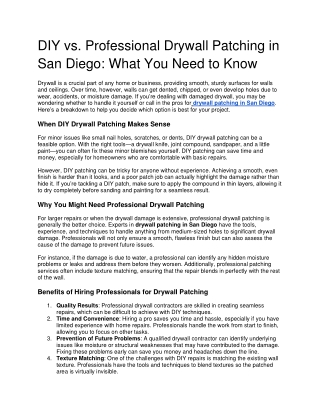diy vs professional drywall patching in san diego