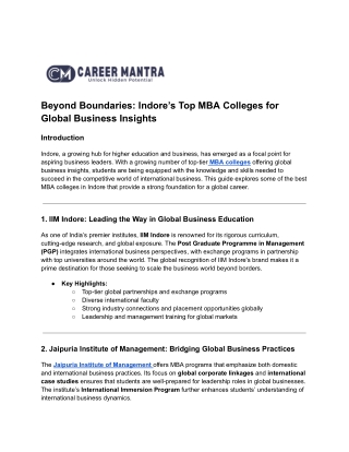 beyond boundaries indore s top mba colleges