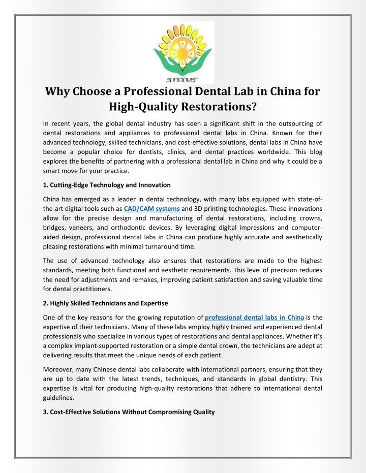 why choose a professional dental lab in china