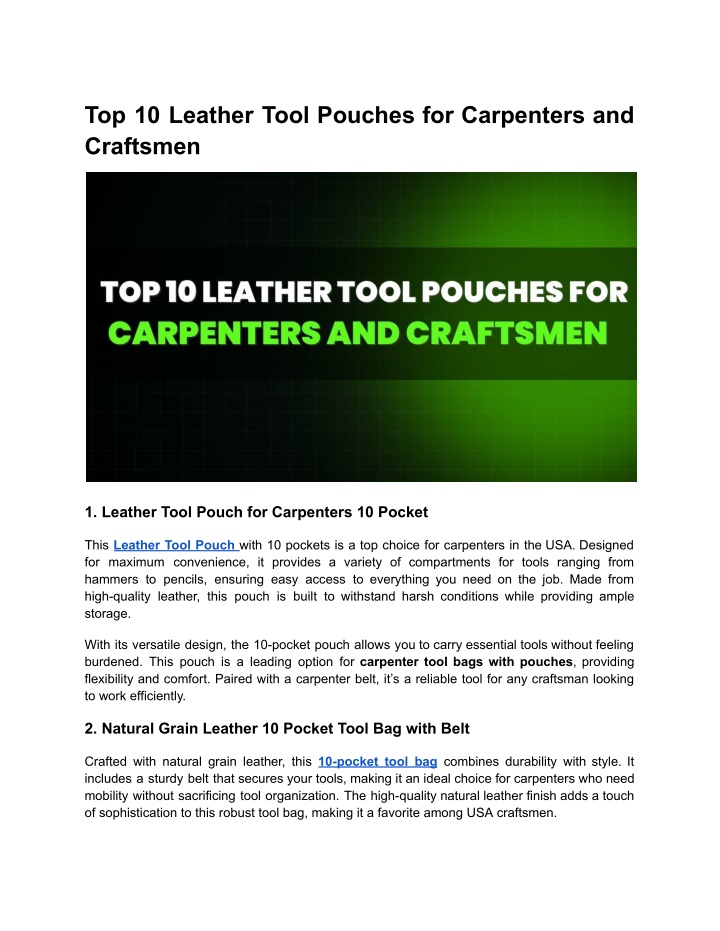 top 10 leather tool pouches for carpenters