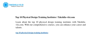 top 10 physical design training institutes