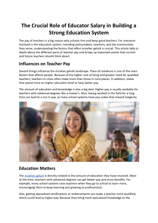 The Crucial Role of Educator Salary in Building a Strong Education System