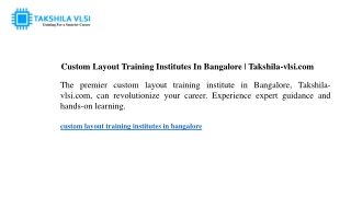 custom layout training institutes in bangalore