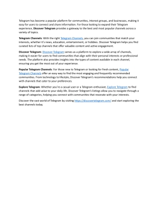 Explore Popular Telegram Channels with Discover Telegram