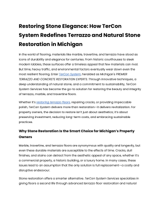 Restoring Stone Elegance_ How TerCon System Redefines Terrazzo and Natural Stone Restoration in Michigan