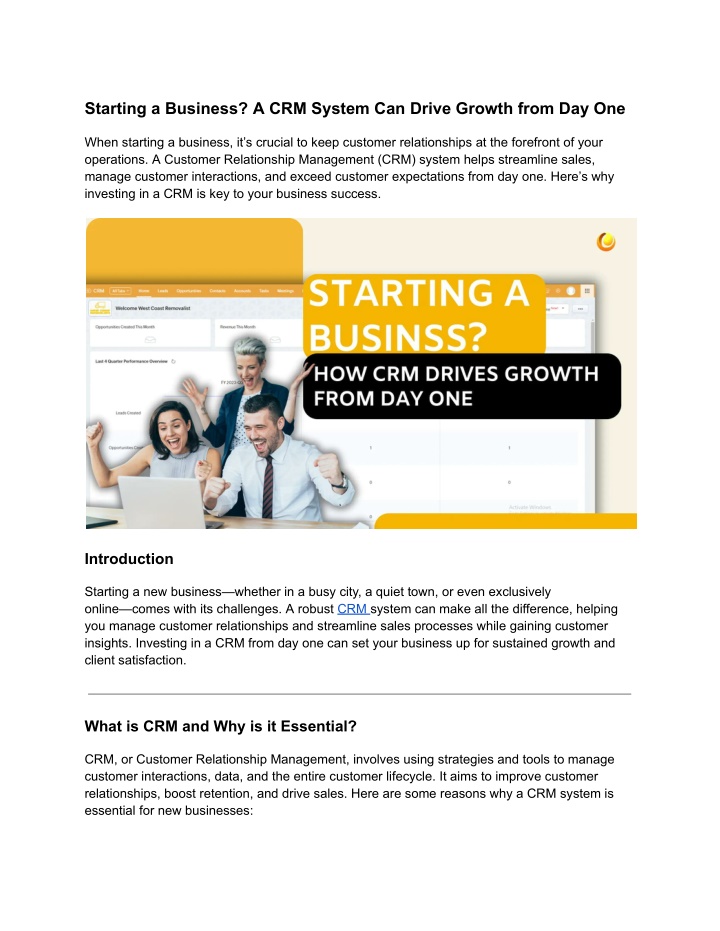 starting a business a crm system can drive growth