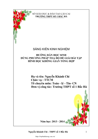 Hướng dẫn dùng phương pháp tọa độ giải bài tập hình học không gian