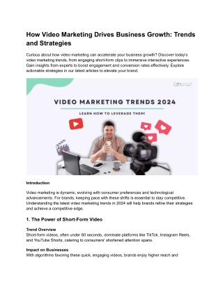 How Video Marketing Drives Business Growth: Trends and Strategies