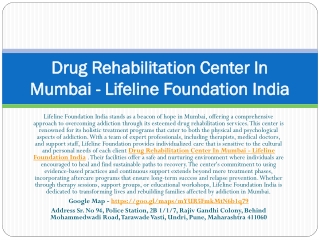 Drug Addiction Treatment Center In Mumbai - Lifeline Foundation India