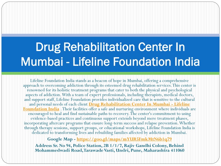 drug rehabilitation center in mumbai lifeline foundation india