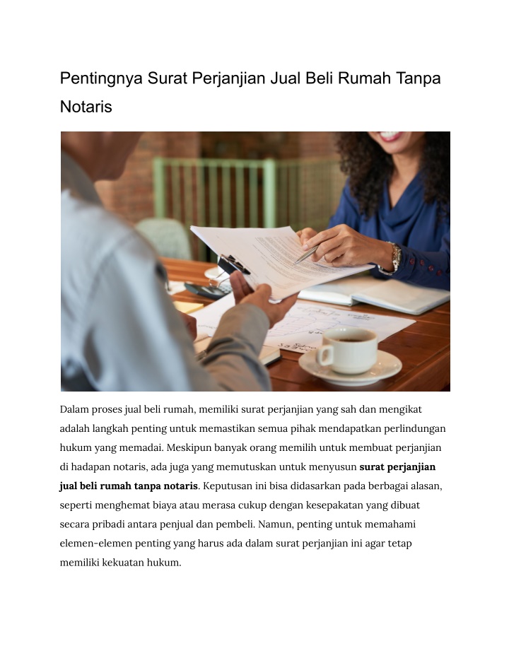 pentingnya surat perjanjian jual beli rumah tanpa