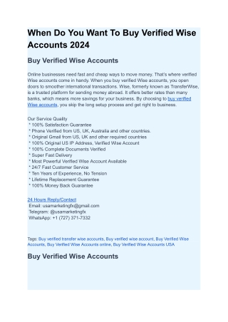 when do you want to buy verified wise accounts