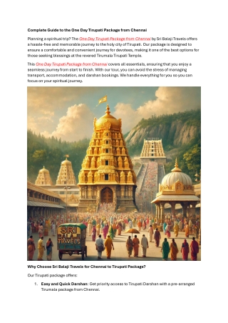 complete guide to the one day tirupati package