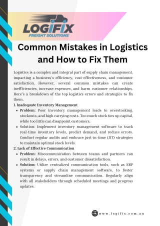 Common Mistakes in Logistics and How to Fix Them