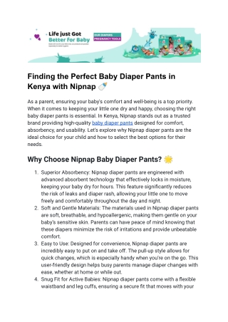 Comfort and Care: The Best Baby Nappies in Kenya