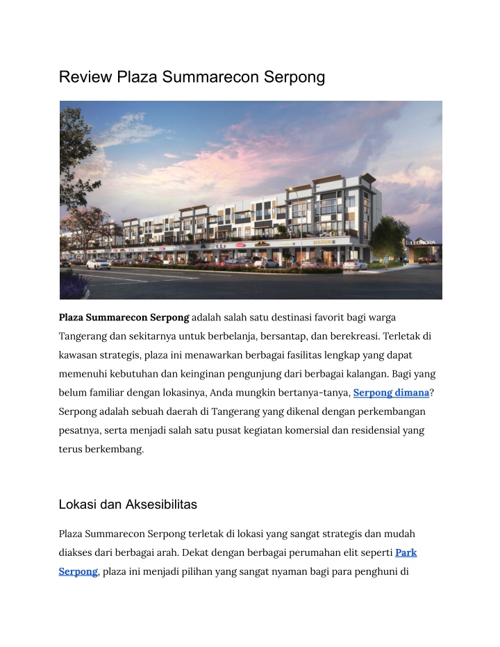 review plaza summarecon serpong