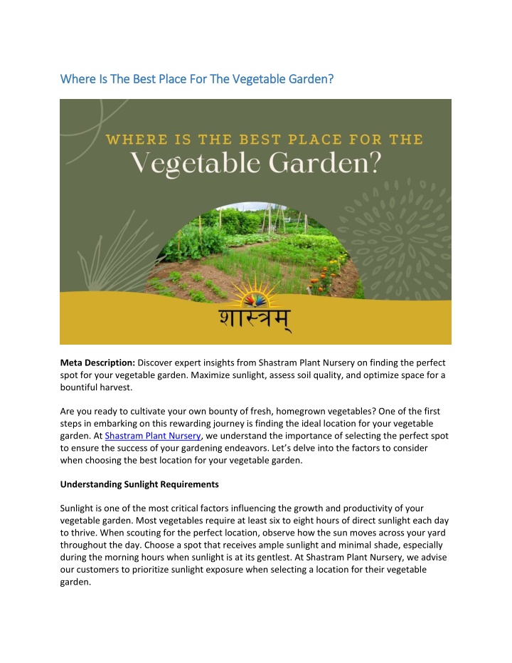 where is the best place for the vegetable garden