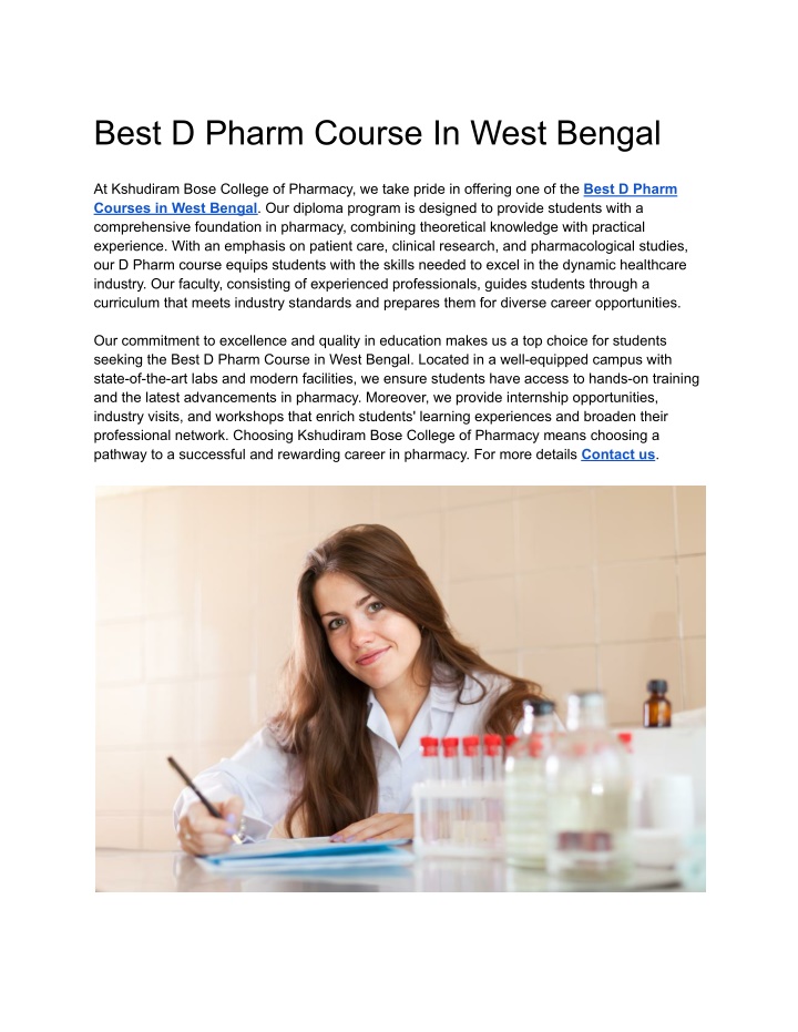 PPT Best D Pharm Course In West Bengal PowerPoint Presentation free PPT Best D Pharm Course In West Bengal PowerPoint Presentation free
