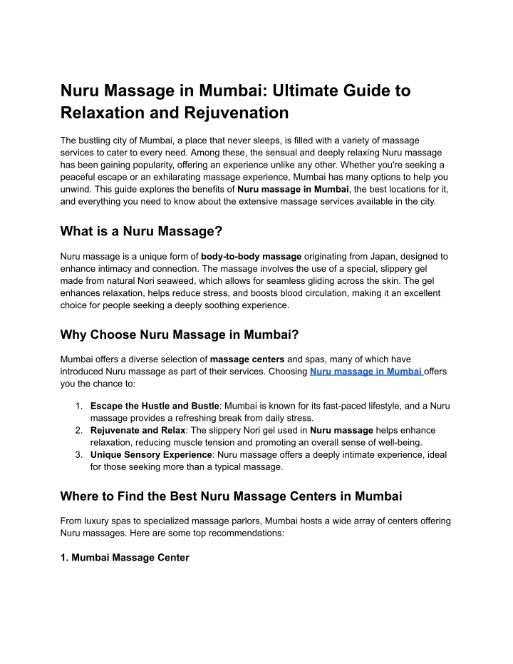 nuru massage in mumbai ultimate guide