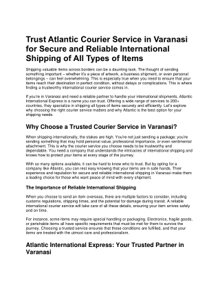 trust atlantic courier service in varanasi