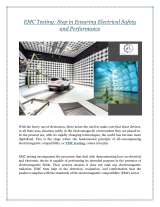 EMC Testing - Step in Ensuring Electrical Safety and Performance