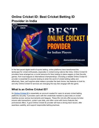 Online Cricket ID_ Best Cricket Betting ID Provider in India