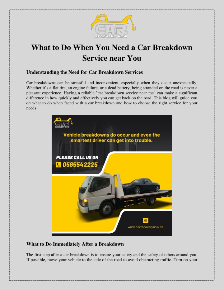 what to do when you need a car breakdown service