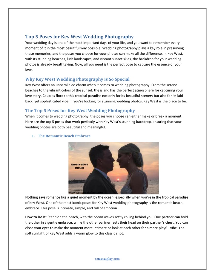 top 5 poses for key west wedding photography your